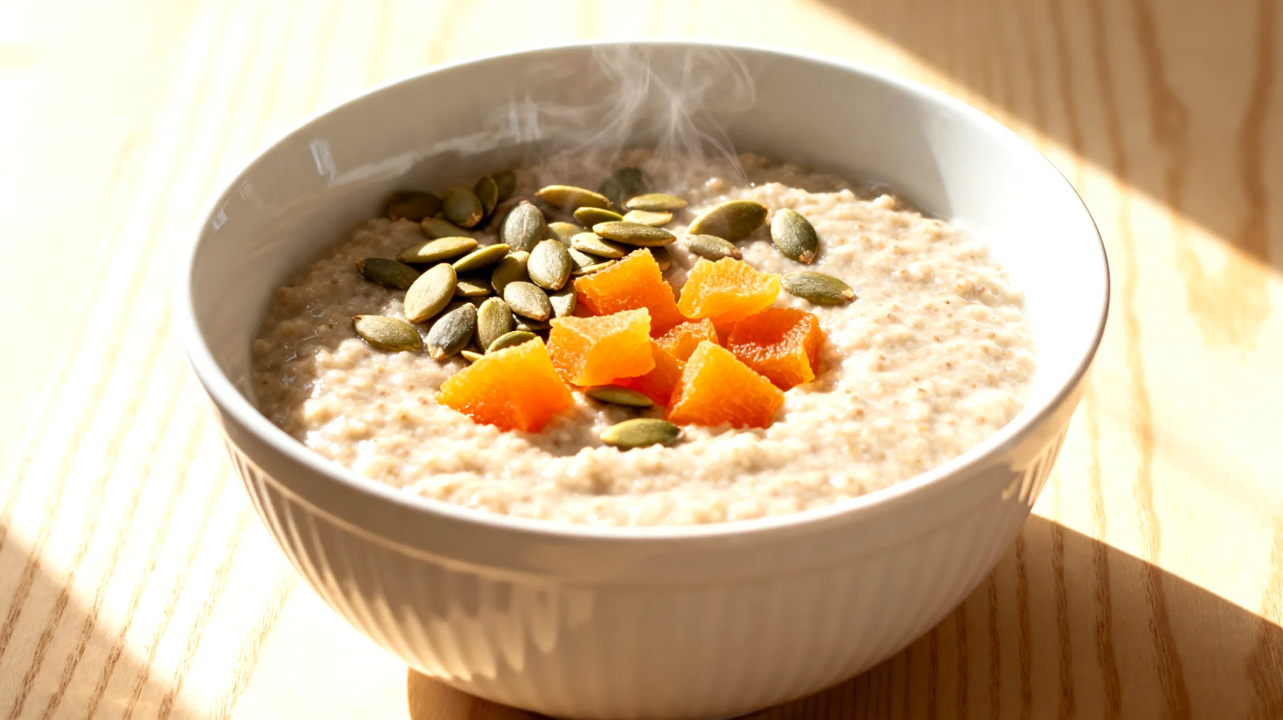 Amaranth-Porridge mit Kürbiskernen und Aprikosen"