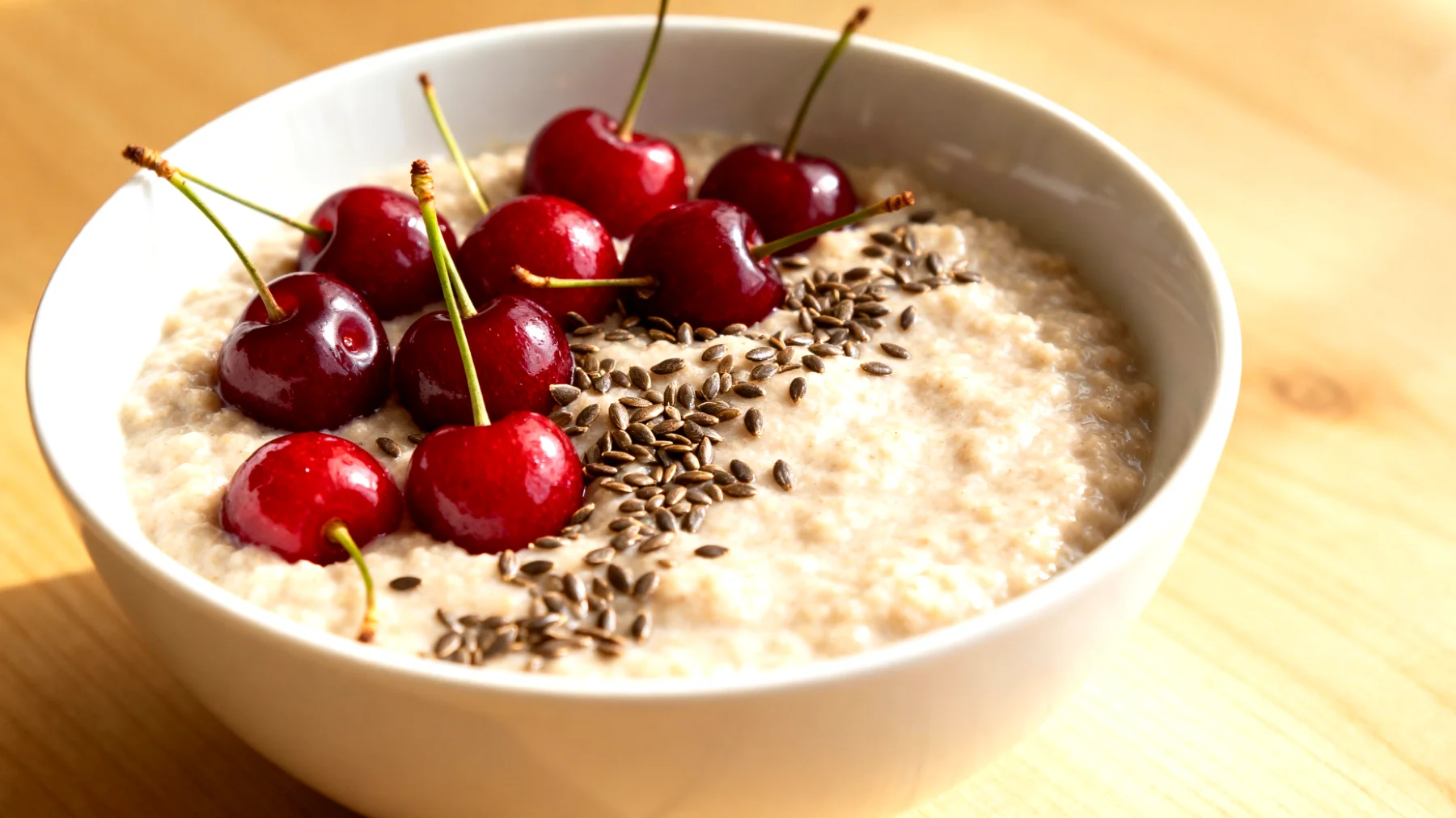 Amaranth-Porridge mit Sauerkirschen und Hanfsamen"