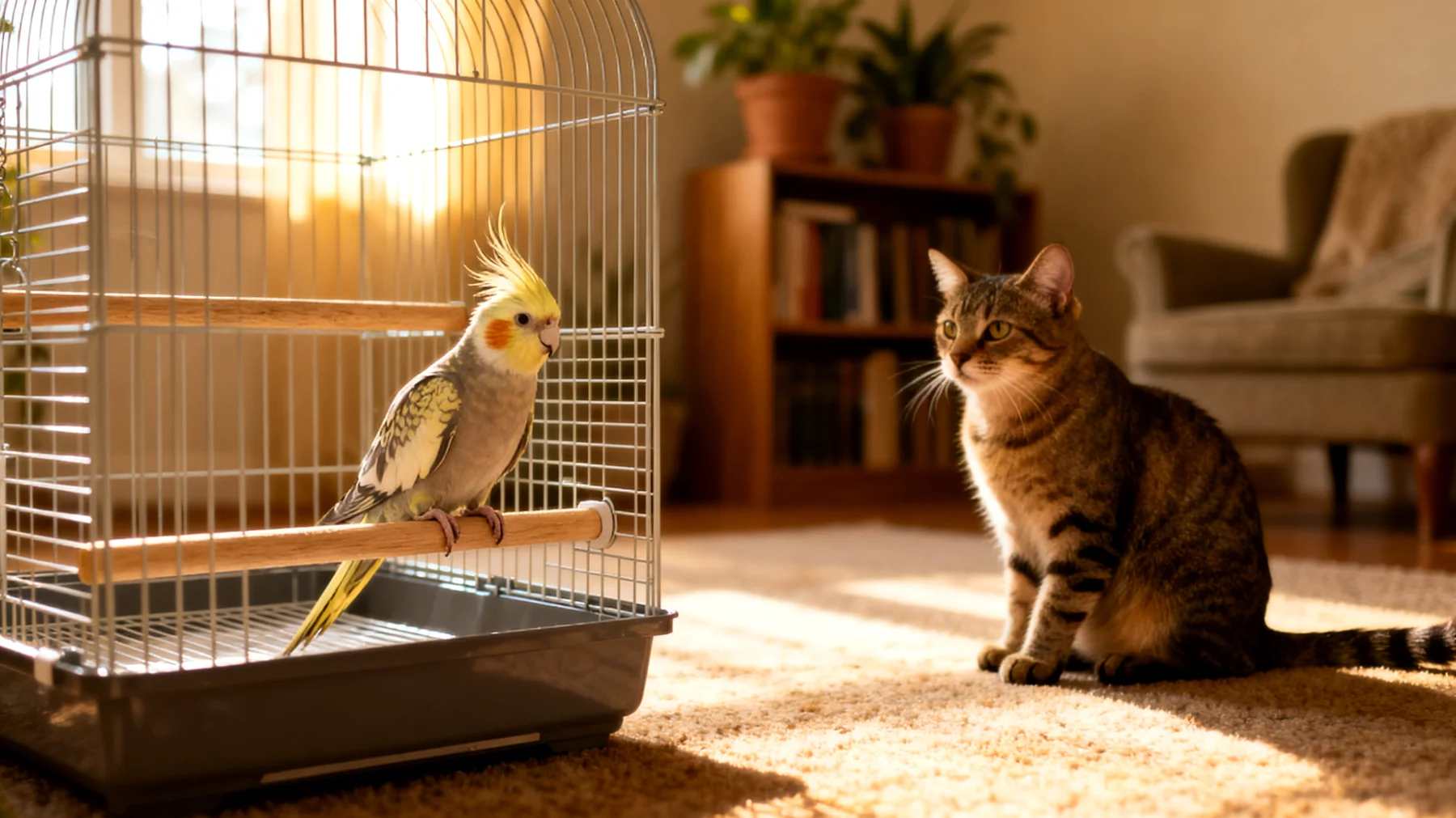 Nymphensittiche sind soziale Vögel, die bei der Adoption und Eingewöhnung in einen Haushalt mit anderen Tieren besonderen Schutz und eine sorgfältige Integration benötigen, um Stress, Angst oder potenzielle Gefahren durch Raubtierinstinkte anderer Haustiere wie Katzen oder Hunde zu vermeiden"